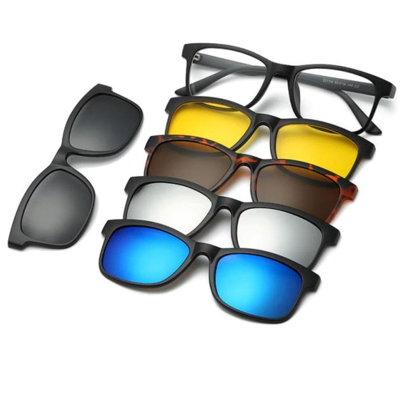 Óculos de Sol Magnético | Óculos Unissex 5 Em 1 | Frete Grátis